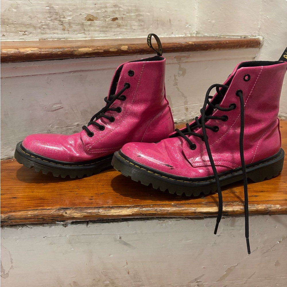 Pink Lace-Up Women's Boots